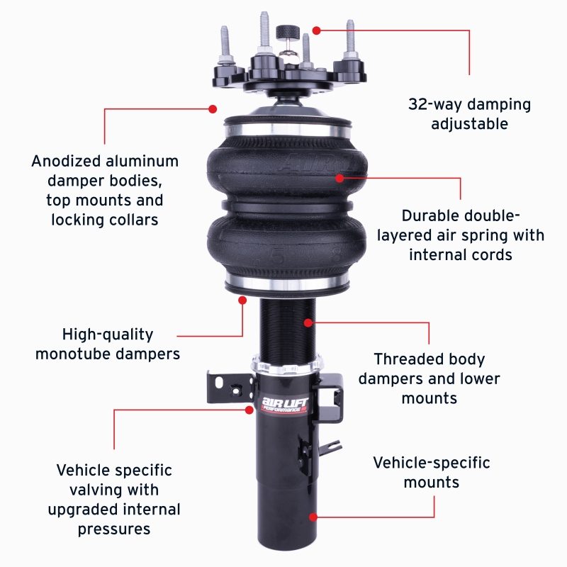 Toyota GR Supra Air Suspension Front Kit - Air Lift - Performance, PN 76012, Double-Bellows, 32-Level Damping Adjustment - `20-`25